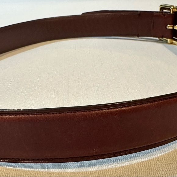 Lauren Ralph Lauren Brown Leather Belt Gold RLL Buckle Women’s Medium - Picture 5 of 16